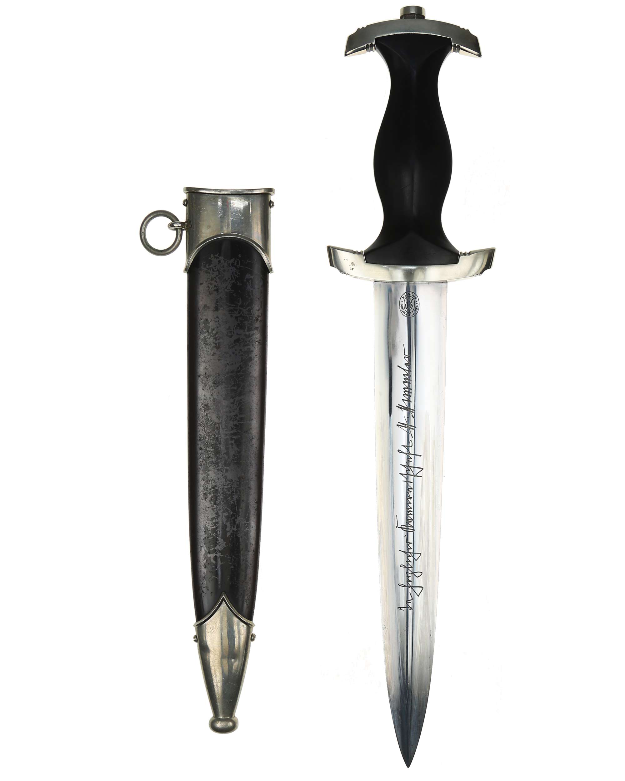 Grip of SS Honor Dagger with runes emblem national eagle and nickel silver fittings