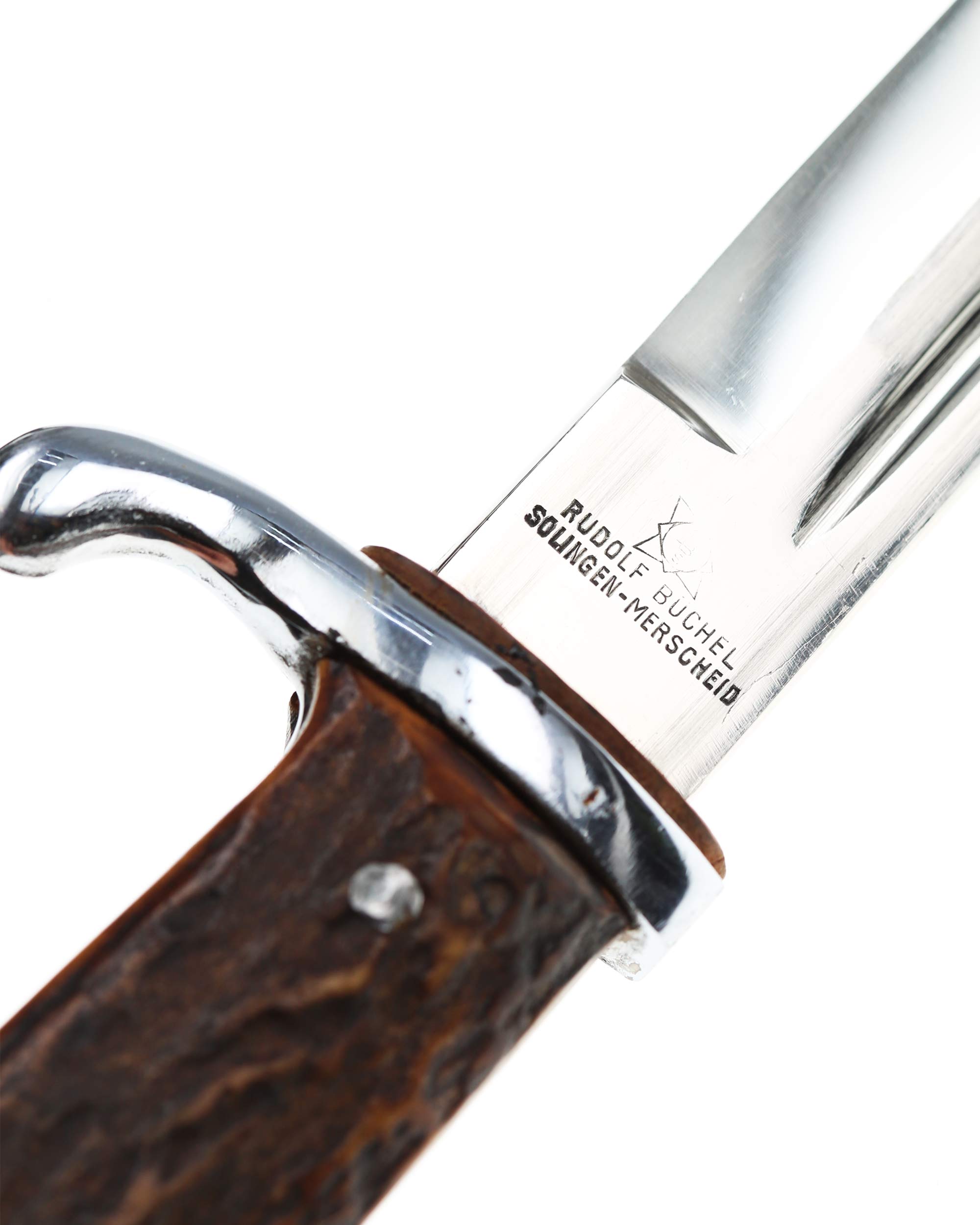 Detail view: stag horn grip and movable NS Student Union emblem