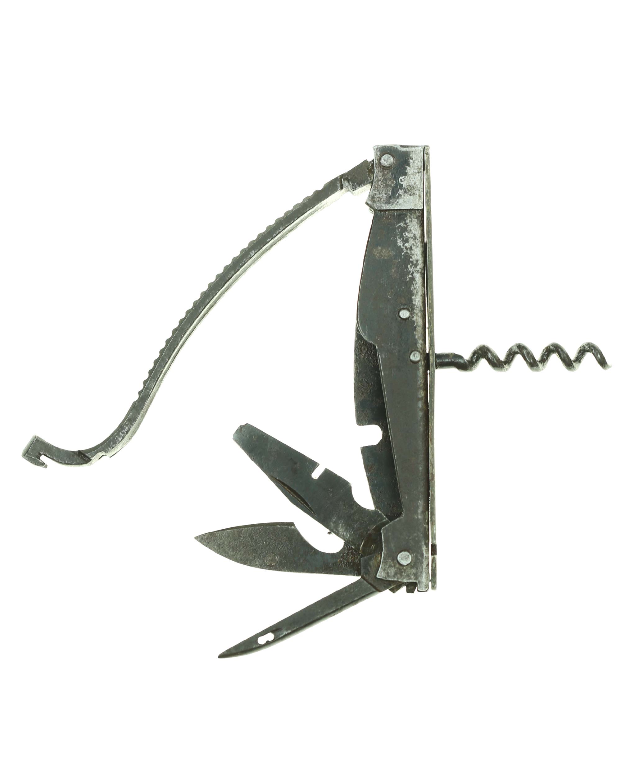 Werkzeugsatz des Wehrmacht SG42 Kampfmessers mit Schraubendreher, Klinge, Ahle und Korkenzieher