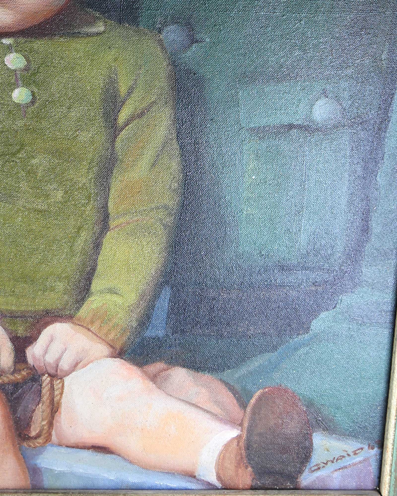 Originaler Bilderrahmen zum Ölgemälde Wehrmacht Soldat mit Familie