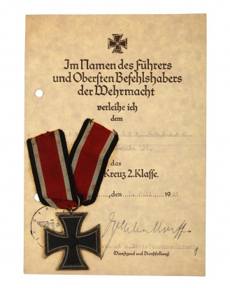 © DGDE GmbH - Eisernes Kreuz 1939 2. Klasse mit Verleihungsurkunde