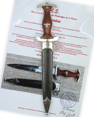 NSKK Geschenk-Dienstdolch [Frühe Fertigung] mit Expertise - Willhelm Kober & Co. Suhl