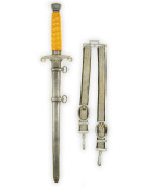 German Army Officer’s Dagger M1935 with Gilt Name Inscription “Hauptmann Walter Brandt” & Hangers