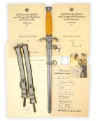 Army Officer’s Dagger [M1935] with Hangers, Engraving & Document Grouping of Eberhard Werner