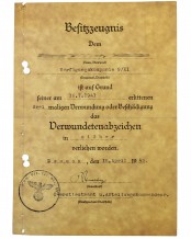 Besitzzeugnis: Verwundetenabzeichen in Silber