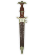 SA-Ehrendolch M1933 mit teilweise ausgeschliffener Röhm-Widmung – Ernst Pack & Söhne Solingen